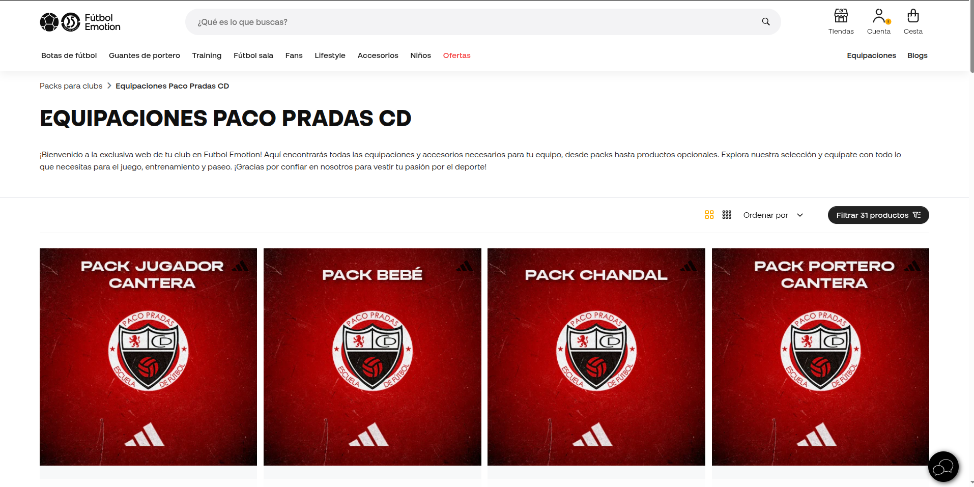 Catálogo de equipaciones Paco Pradas CD en Fútbol Emotion